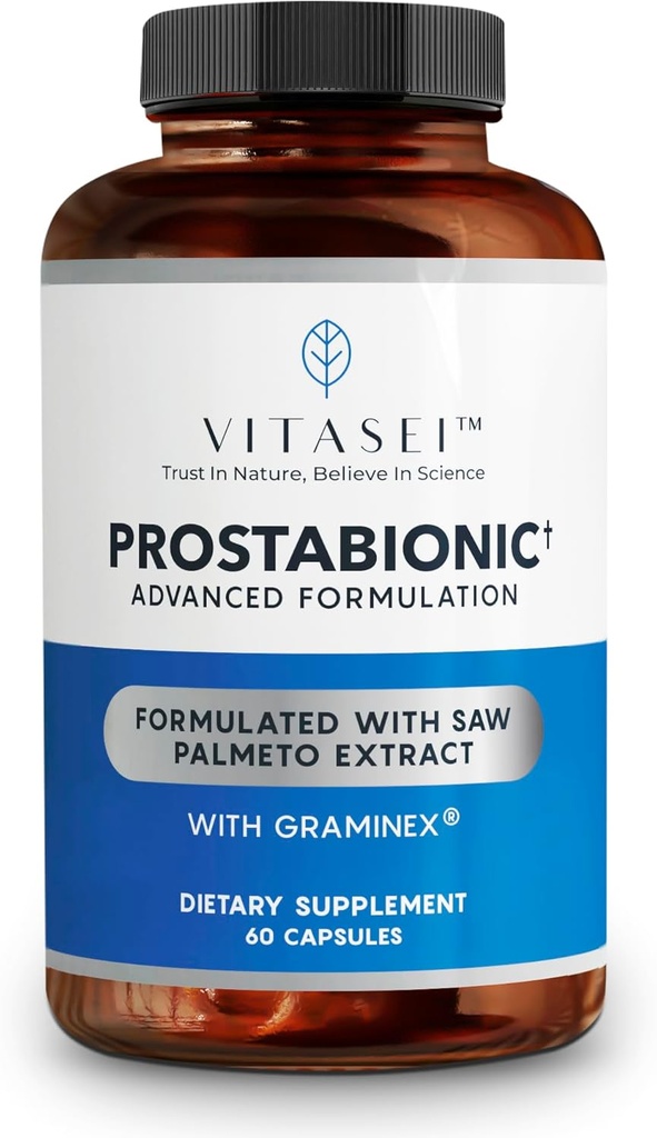 VITASEI Prostabionic Prostate Διαιτητικά συμπληρώματα για τους άνδρες W / Saw Palmetto, Bio-quercetin & Pygeum Africanum, Μειώστε τα ταξίδια στο μπάνιο - 60 κάψουλες