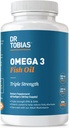 Dr. Tobias Omega 3 ιχθυέλαιο, 2000mg Triple Strength with 800mg EPA 600mg DHA Per Serving, Fish Oil Omega 3 Συμπληρώματα για την υποστήριξη της καρδιάς, του εγκεφάλου και του ανοσοποιητικού, 60 Softgels, 30 Services