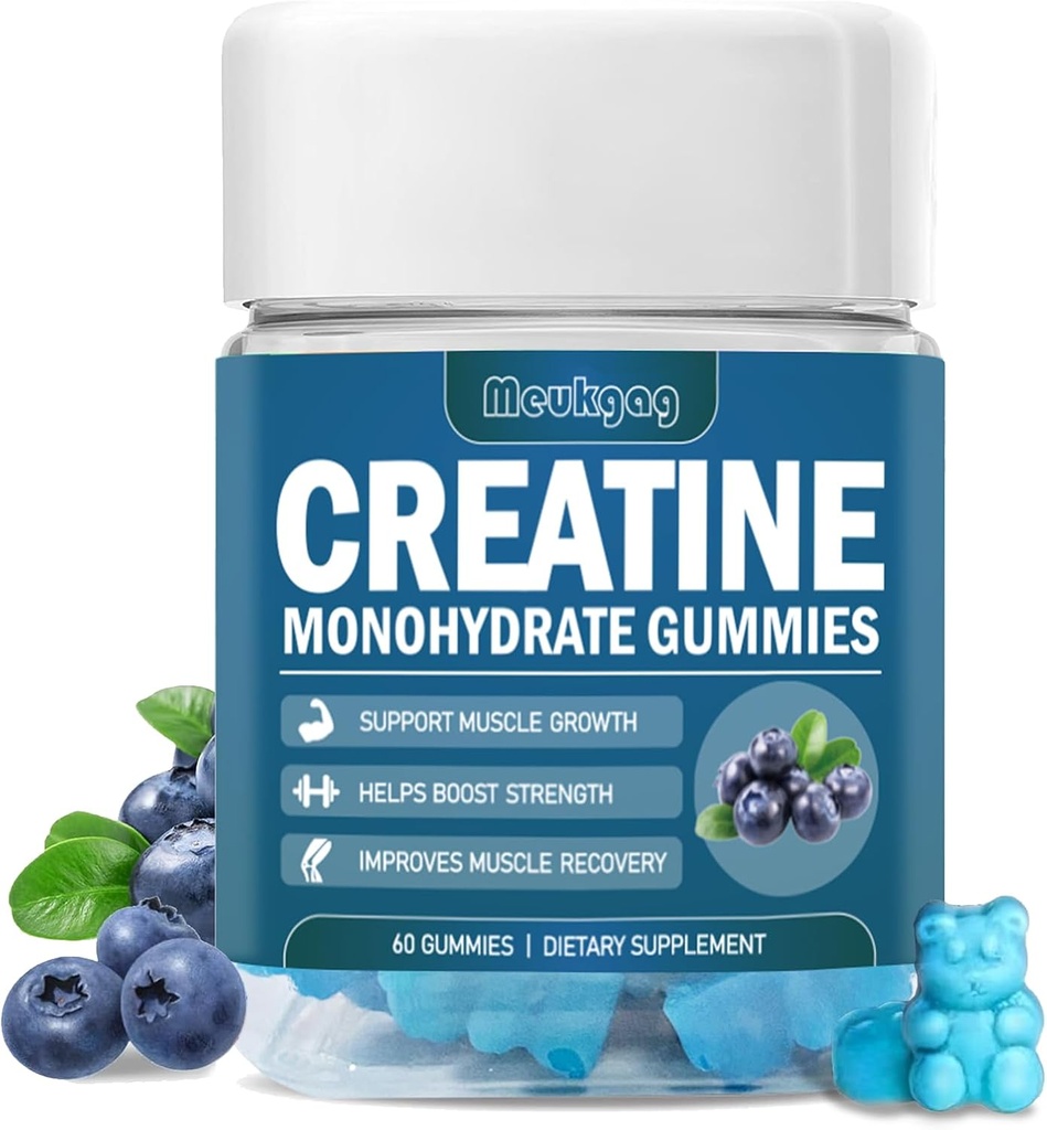 Creatine Monohydrate Gummies for Men & Women, μασώμενα Creatine Monohydrate for Muscle Strength, Muscle Builder, Energy Boost, Pre-Workout Gummies(60 Count) - άρωμα βατόμουρου