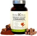 Herbal Roots Organic Ceylon Cinnamon Capsules | USDA Certified Organic - Non-GMO | 60 Organic Vegan Capsules