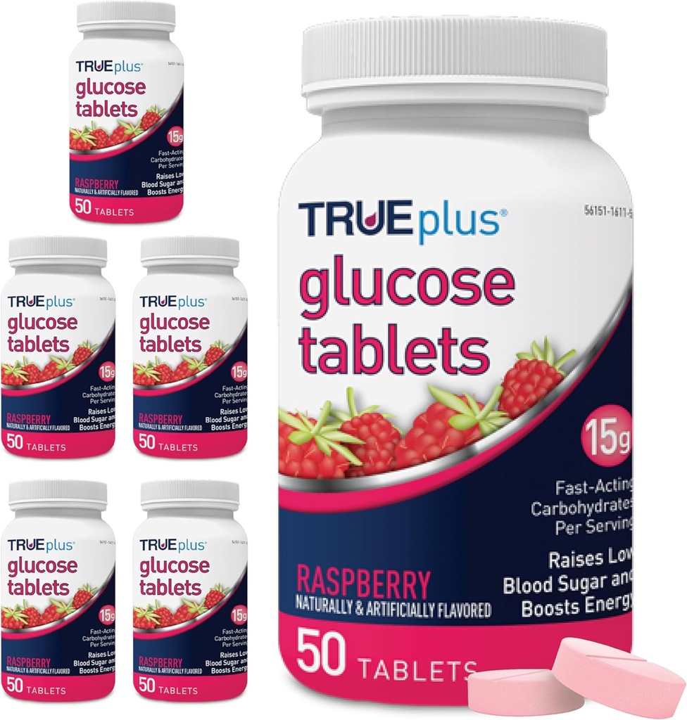 TRUEplus® Glucose Tables, Βατόμουρο Γεύση - 50 Count (Pack of 6)