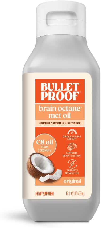 Αλεξίσφαιρο κοκοφοίνικα εγκεφάλου Octane C8 MCT Oil, 16 ουγγιά, Premium Keto συμπλήρωμα για τη διαρκή ενέργεια, τον εγκέφαλο και τα καύσιμα του σώματος, χωρίς γεύση, Προσθήκη στον καφέ και smoothies, Συσκευασία Μαΐου Vary