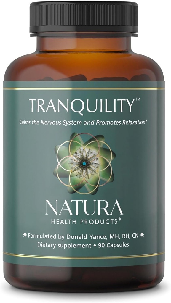 Natura Health Products Tranquility Supplement - Supports Relaxation - Διαθέτει L-Θεανίνη, Λέμον Μπάλα, Σάφρον, Κάβα, Skullcap, Λεβάντα και Πάθος Λουλούδι (90 κάψουλες)