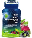 Men's Daily Multivitamin 50 Plus - Vegan methylated Multivitamin for Men 50 and Over - Saw Palmetto, Biotin, Organic Superfoods, Lutein - Eye, Energy, Gut, Health Support - Εύκολη κατάποση κάψουλες