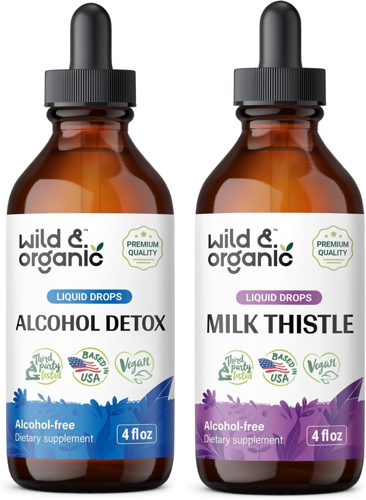 Άγρια & οργανική αλκοόλη Αποτοξίνωση 4 fl oz & Γάλα Thestle Βάμμα 4 fl oz