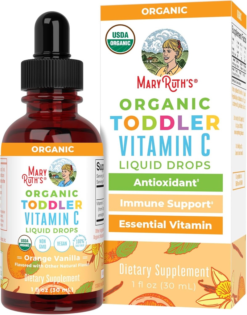 MaryRuth Organics Toddler Vitamin C Drops | USDA Organic Vitamin C Liquid Drops for Toddler | Ages 1-3 Years | Vitamin for Immune Support & Overall Health | Vegan | Non-GMO | Gluten Free | 30 Servings