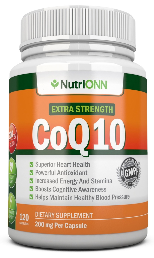 CoQ10 200mg (διπλής αντοχής), 120 κάψουλες - Συνένζυμο υψηλής απορρόφησης Q10 - Επιστημονικά Αποδεδειγμένα Επιπλέον δύναμη CoQ10 Ubiquinone - 4 μήνες προσφοράς