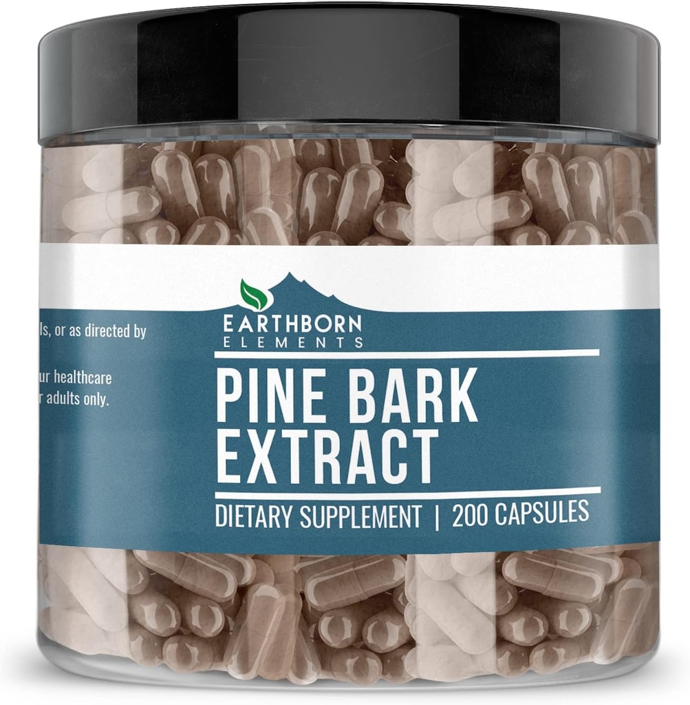 Earthborn Elements Pine Bark Extract, 200 κάψουλες, καθαρό & μη αραιωμένο, χωρίς πρόσθετα