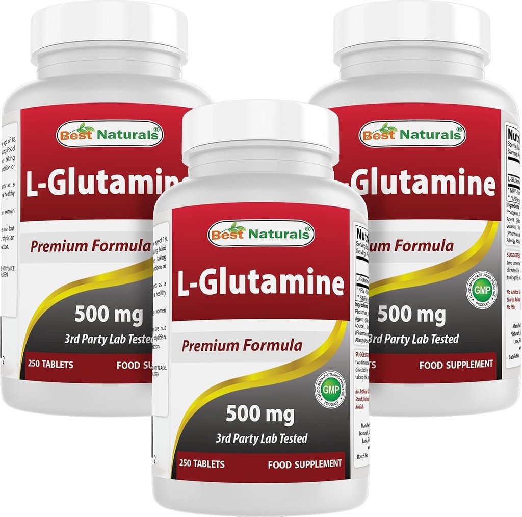 Best Naturals L- Glutamine 500mg, 250 δισκία (250 Count (Pack of 3))