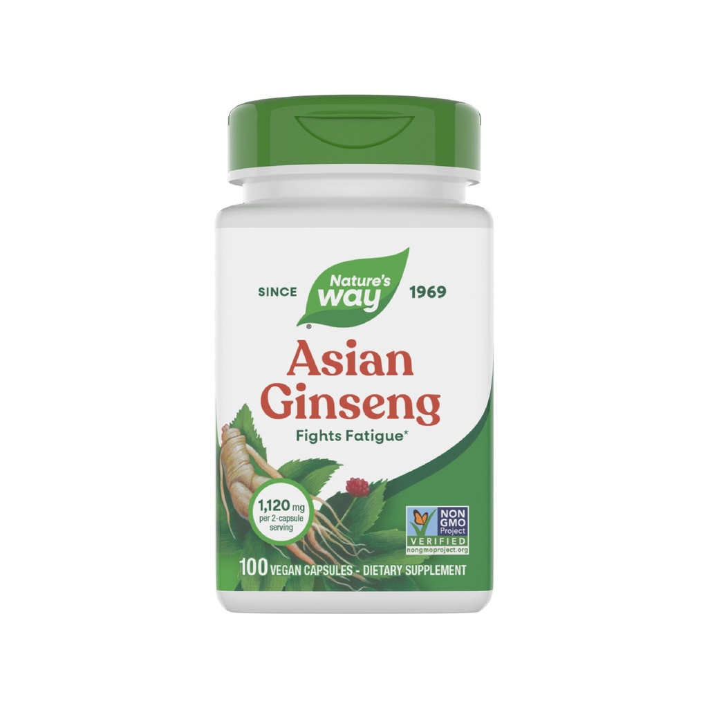 Nature's Way Asian Ginseng, Καταπολέμηση της Κόπωσης*, 1.120mg ανά 2-κάψουλα εξυπηρέτηση, Μη ΓΤΟ έργο Επαληθευμένο, Vegan, 100 κάψουλες (Packaging May Vary)