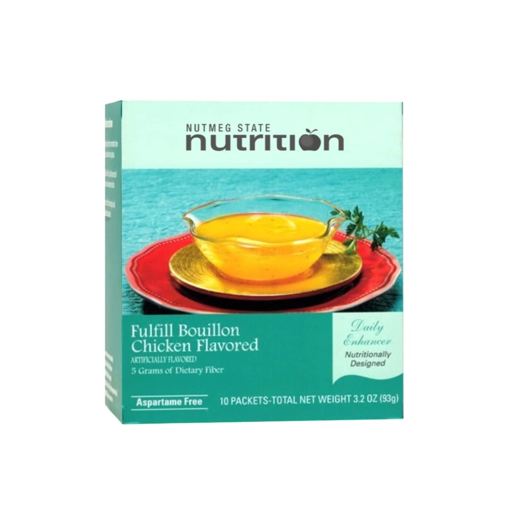 Nutmeg State Nutrition – Fulfill High Fiber Soup Mix, Low Calorie, Fat Free, Naturally Flavored, Ideal Protein Compatible, Aspartame Free, 10 Servings Per Box (Chicken Bouillon)