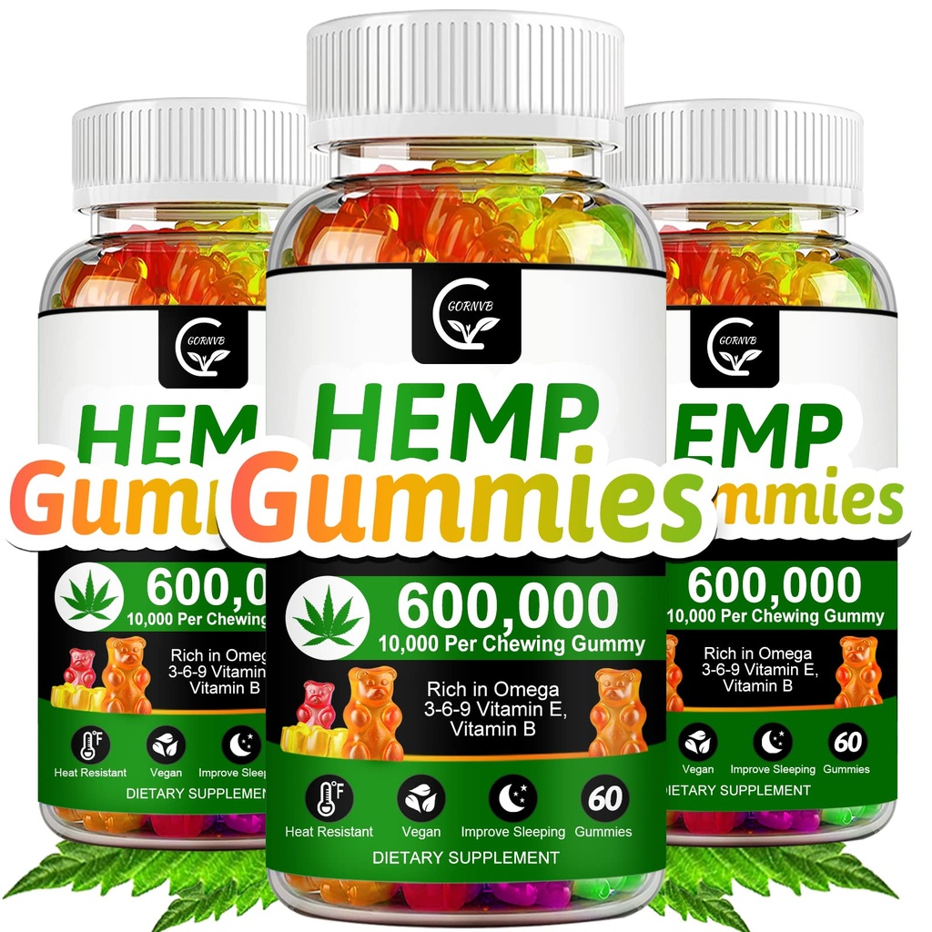 (3 Pack) Υψηλής Ικανότητας καννάβι Gummys 600.000 επιπλέον δύναμη - άγχος, ύπνος, διάθεση, ηρεμία, εστίαση, συμπληρώματα χαλάρωσης, 100% φυσικό εκχύλισμα λαδιού κάνναβης εγχύονται Gummies, Vegan, μη-GMO, Γλουτένη-ελεύθερος