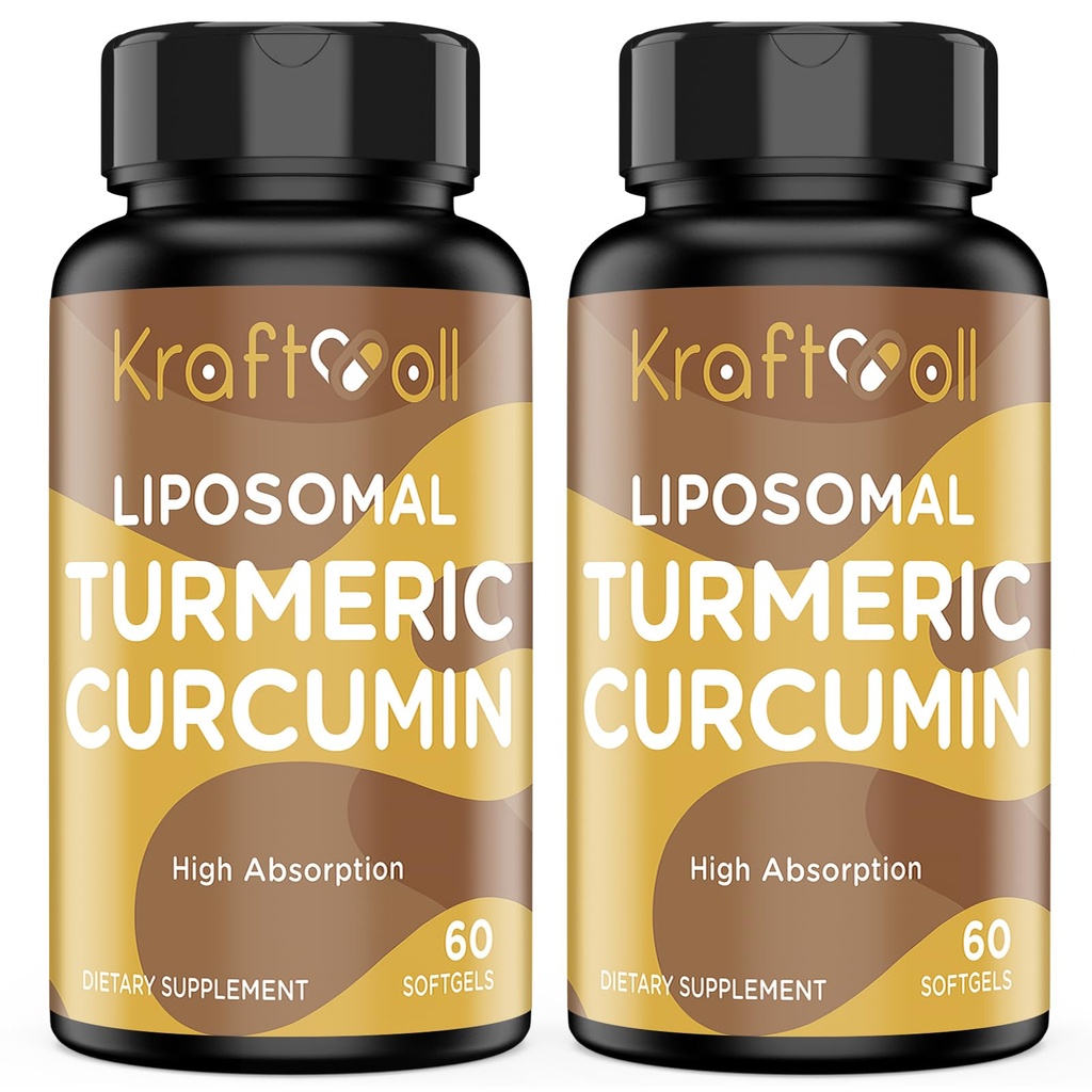 Λιποσωμική Turmeric Κουρκουμίνη 2200 mg με Μαύρο Πιπέρι για Ενισχυμένη Απορρόφηση και Κοινή Υποστήριξη, 60 softgels (2 Φιάλες)