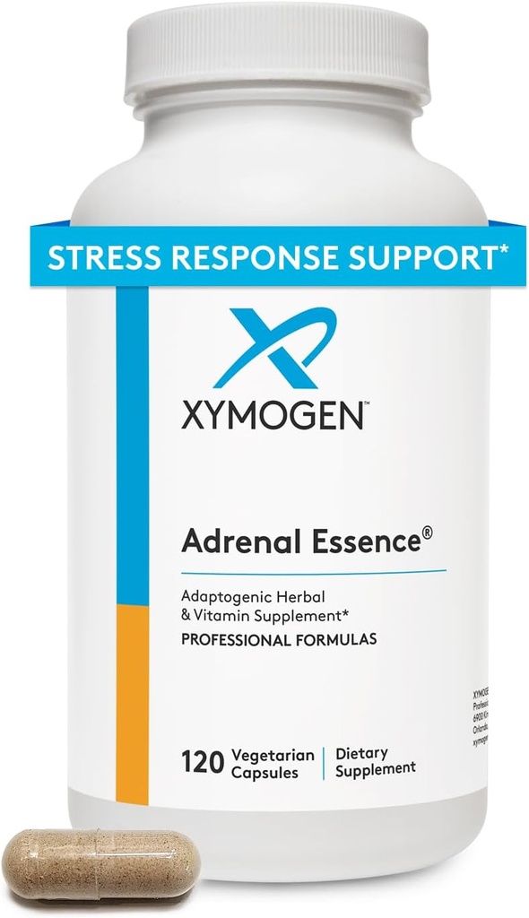 XYMOGEN Adrenal Essence - Adrenal Support with Adaptogenic Herbs (Cordyceps, Rhodiola Extract, Ginseng) + Β Βιταμίνες - Βοηθά Υποστήριξη Υγιεινής Ενέργειας Επίπεδα και Υγιεινή Ανοσοποιητική Λειτουργία (120 Κάψουλες)