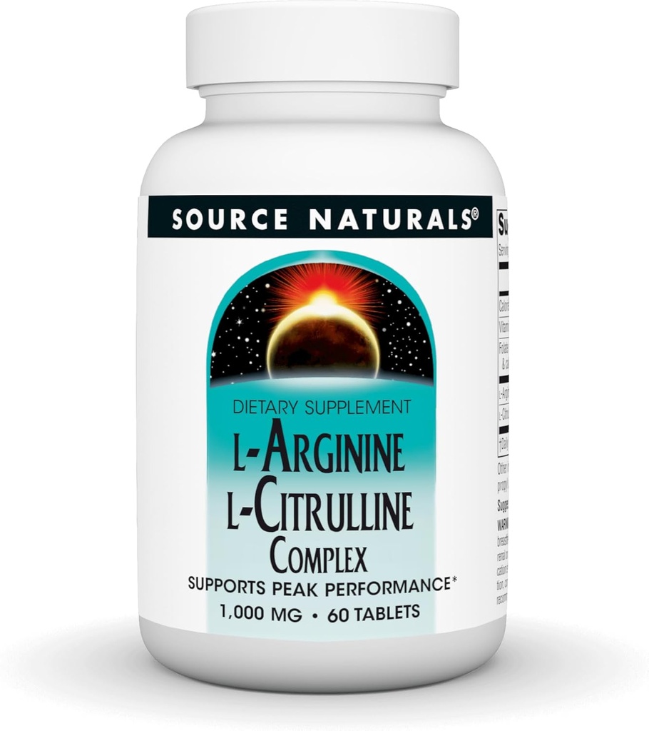 Source Naturals L- Arginine L- Citrulline Complex 1000mg Essential Amino Acid Supplement - 60 δισκία