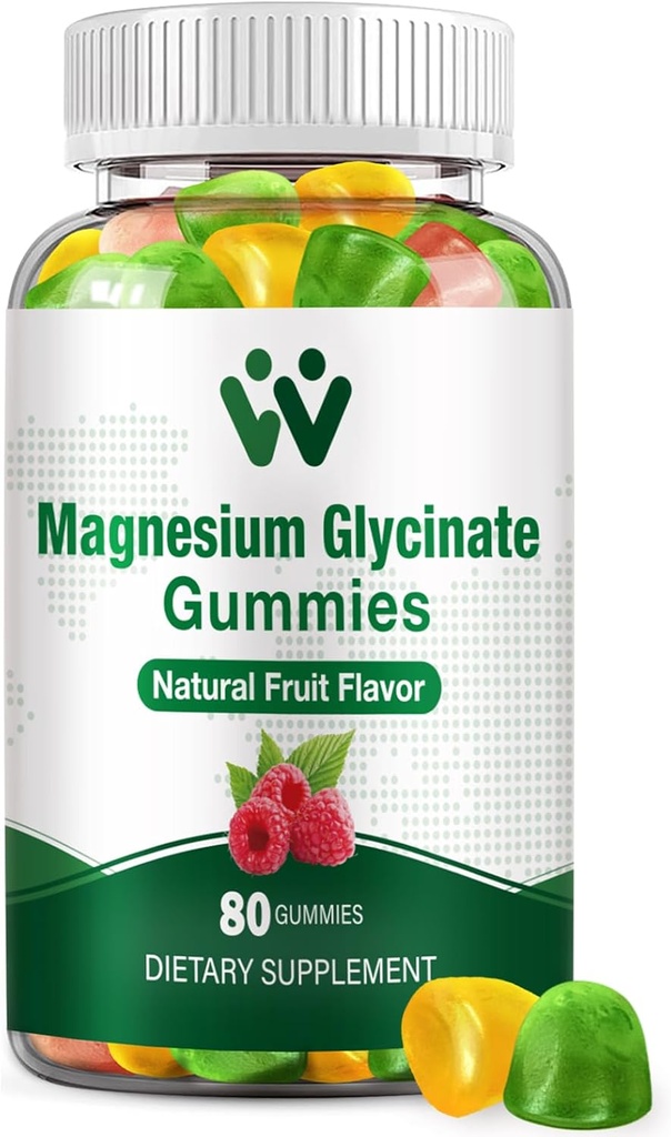 Γλυκινικό μαγνήσιο Gummies για ενήλικες - συμπλήρωμα χωρίς ζάχαρη μαγνήσιο Κάλιο για την ήρεμη διάθεση, τους μυς, τα οστά & την ενεργειακή υποστήριξη, 80 Gummies