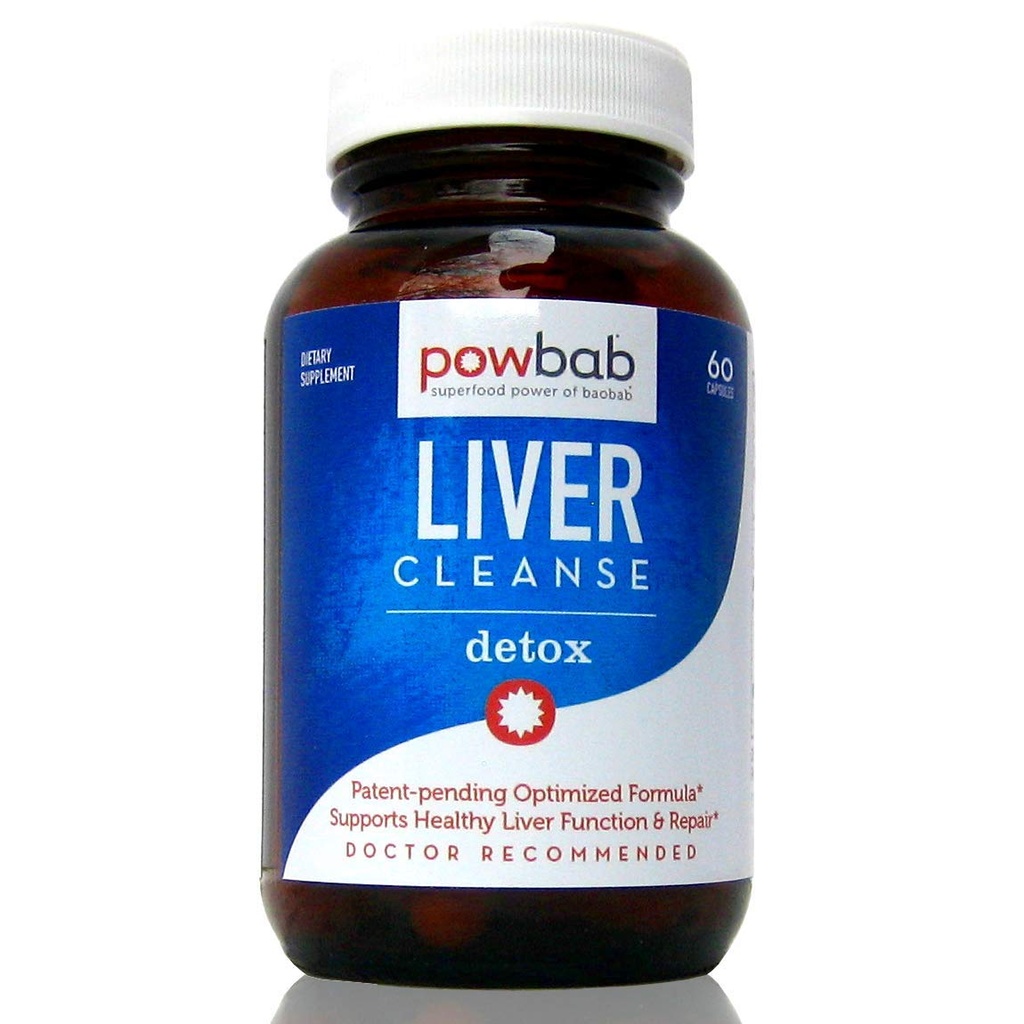 Powbab Liver Cleanse Detox. #1 Patent-Pending Βελτιστοποιημένη Φόρμουλα επισκευής. Liver Md Focus Research with Organic Baobab, Beet Root Powder, και Goji. Beats Milk Thistle Silymarin & Dandelion (60 κάψουλες)