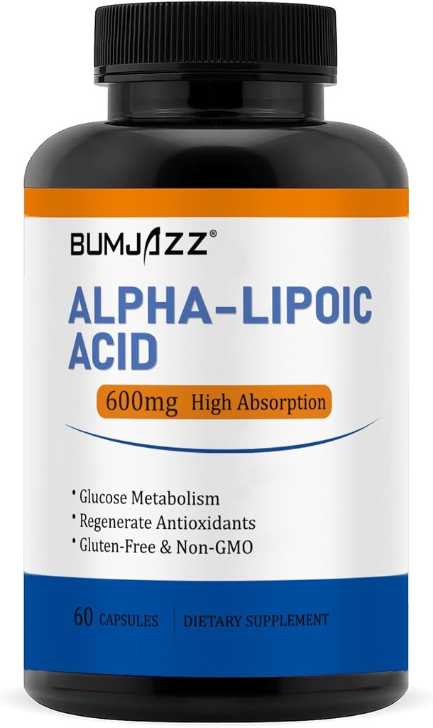 Alpha Lipoic Acid 600mg, Βοηθά στη στήριξη του μεταβολισμού της γλυκόζης και αναγεννώνται αντιοξειδωτικά μη GMO - Χωρίς γλουτένη - Χωρίς σόγια - 60 κόμης