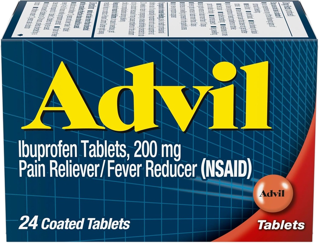 Advil Pain Reliever και Πυρετός Reucer, Ibuprofen 200mg για ανακούφιση του πόνου - 24 Επικαλυμμένα δισκία