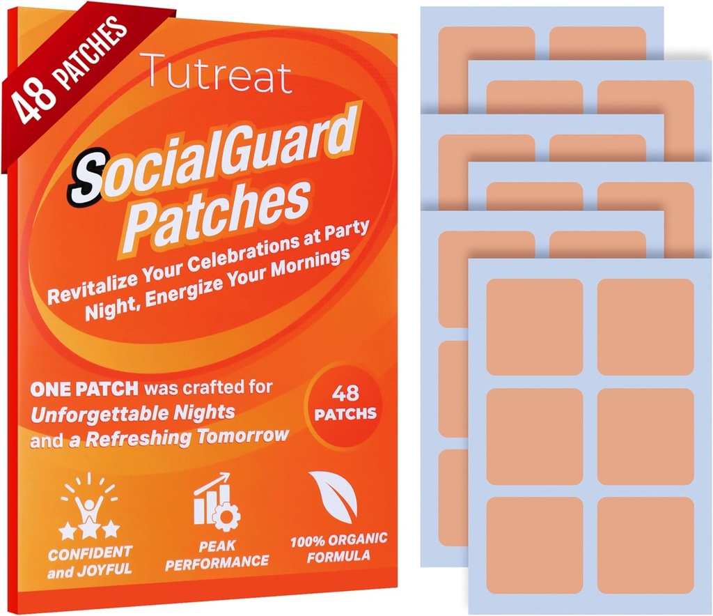 48-Pack SocialGuard Party Recovery Patches: Essential Patch Kit for Weekend Holiday Celebration Nights - Μεγάλη για τις γυναίκες άνδρες φίλους οικογένεια (1Box)