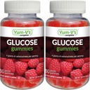YUM-V'S Glucose Gummies – Fast Acting Glucose Chewable Gummies – Great Tasting – Gluten Free, Vegan, Non-GMO – Berry Natural Flavor – 60 Chewable Gummy for Adults & Kids (Pack of 2)
