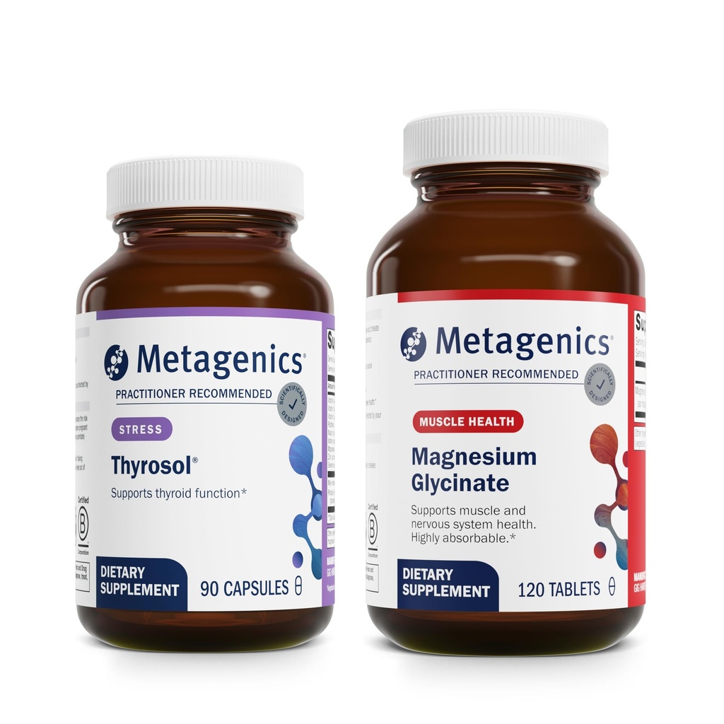 Μεταγονικό Bundle - Thyrosol & Magnesium Glycinate - 90 Count of Thyrosol for Thyroid Health - 120 Δισκία Μαγνησίου Γλυκινικό για την υποστήριξη του νευρικού συστήματος
