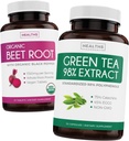 Beet Root & Green Tea Extract (2-Week Supply) Beet & Tea Power Mix - Βιολογική Beet Root με Μαύρο Πιπέρι για Απορρόφηση 1250mg (30 δισκία) & Πράσινο Τσάι Extract 98% με EGCG 1000mg ανά σερβίς (30 caps)