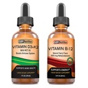 SBR Nutrition D3+K2 and B12 Bundle Vitamin D3K2 (MK7) Liquid Drops, Peppermint 1oz | Vitamin B-12 3000mcg Liquid Drops, 2oz | for Adults & Kids | Non-GMO, Gluten Free