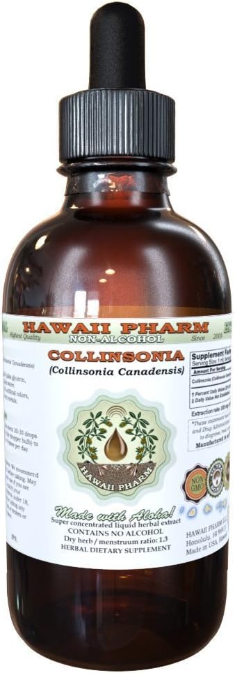 Collinsonia Alcohol-free Liquid Extract, Collinsonia (Collinsonia Canadensis) Αποξηραμένη ρίζα Γλυκερίτης Χαβάη Pharm Φυσικό συμπλήρωμα βοτάνων 4 oz