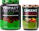 Nutrology Πράσινα & Φρούτα Σκόνη-Φυσικά πηγμένο Superfood, Βανίλια Κανέλα (30 εξυπηρετούν) TRIPACT Vegan πρωτεΐνη σκόνη, σοκολάτα φυστικοβούτυρο (20 εξυπηρετούν)