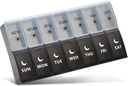 Big Pill Organizer 2 φορές την ημέρα, Weekly Pill Case, AM Pill Box, Day Night Pill Container 7 Day, Vitamin Case Medicine Dispenser Δύο φορές την ημέρα (Black & White)