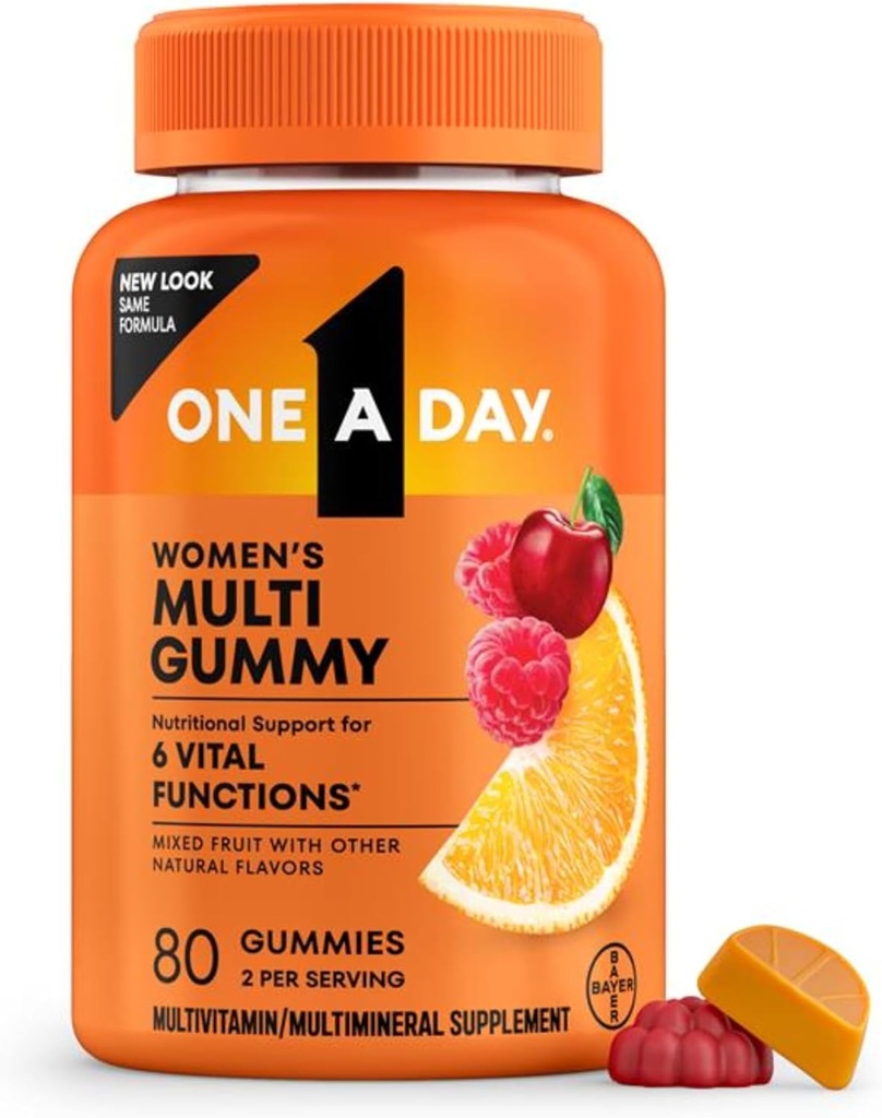 Μια μέρα Γυναίκες Πολυβιταμίνη Gummy - Gummy Βιταμίνες για γυναίκες με Βιοτίνη, Ψευδάργυρο, Φολικό οξύ, Ιώδιο Βιταμίνη Gummies, Μασώμενη Πολυβιταμίνη, 80 Count (Packaging May Vary)