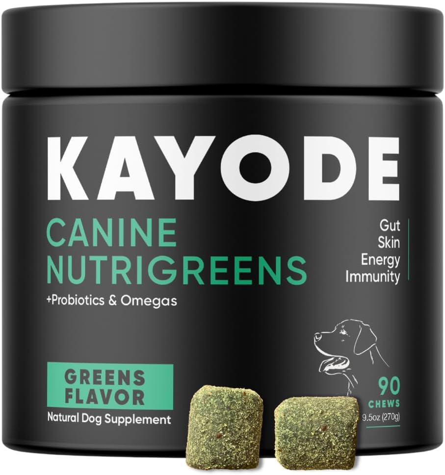 Canine NutriGreens - Φυσικό σκυλί Βιταμίνες & Προβιοτικά για σκύλους. Περιλαμβάνει Spirulina, Kelp & Antioxidant Berry Mix. 6-σε-1 Συμπληρώματα Σκύλων & Βιταμίνες Chews. Σούπερ Πράσινοι για Σκύλους.