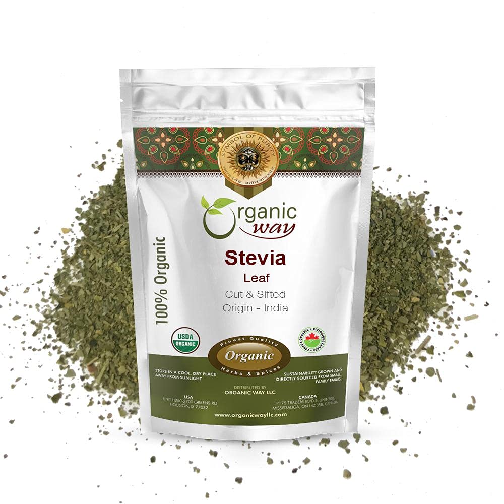 Organic Way Stevia Leaf Cut & Sifted (Stevia Rebaudiana) - Kosher & USDA Certified 