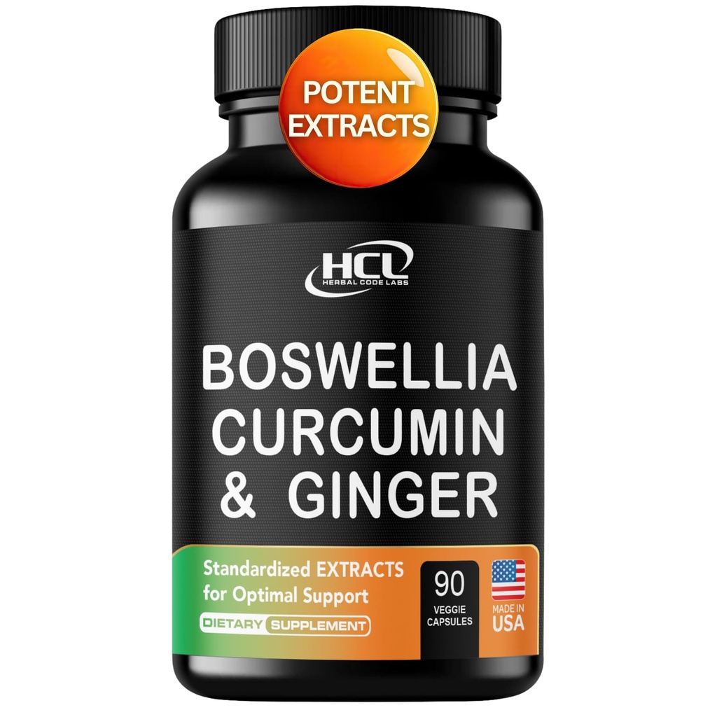 Boswellia Curcumin Ginger Extracts συμπλήρωμα – ισχυρή 95% Curcuminoids φυσικά χάπια υποστήριξης για την κινητικότητα & ευελιξία – επιπλέον δύναμη Boswelia με Turmeric Curcumin Organic Ginger συμπλήρωμα