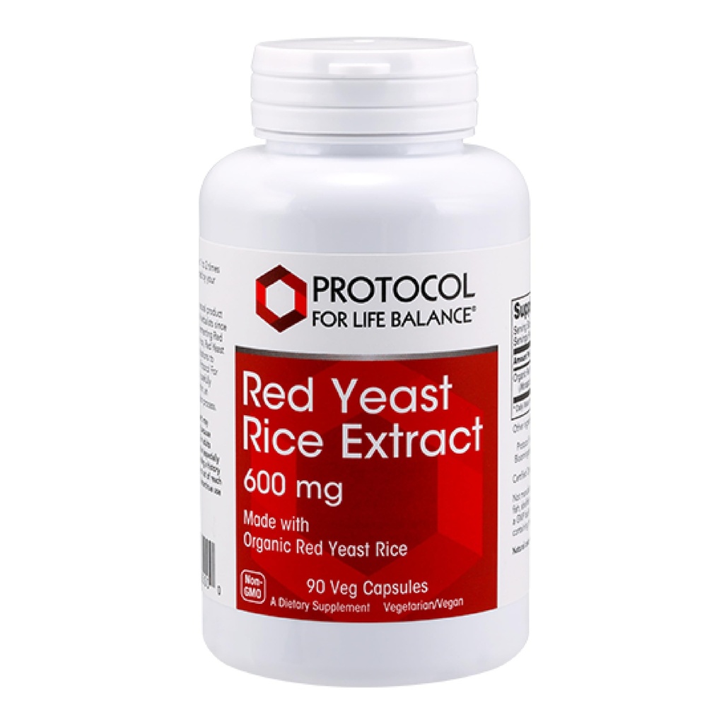 Πρωτόκολλο Red Yeast Rice 600 mg - Κατασκευασμένο με βιολογικό κόκκινο Yeast Rice - Χωρίς γαλακτοκομικά και αυγά - Κάψουλες 90 Veg
