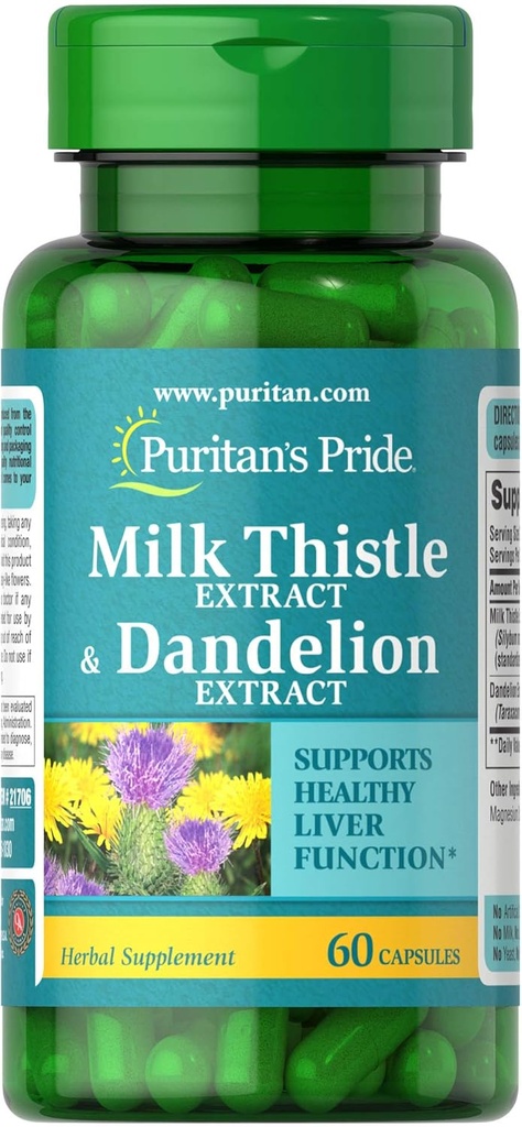 Puritan's Pride Milk Thittle & Dandelion Extract 60 Count