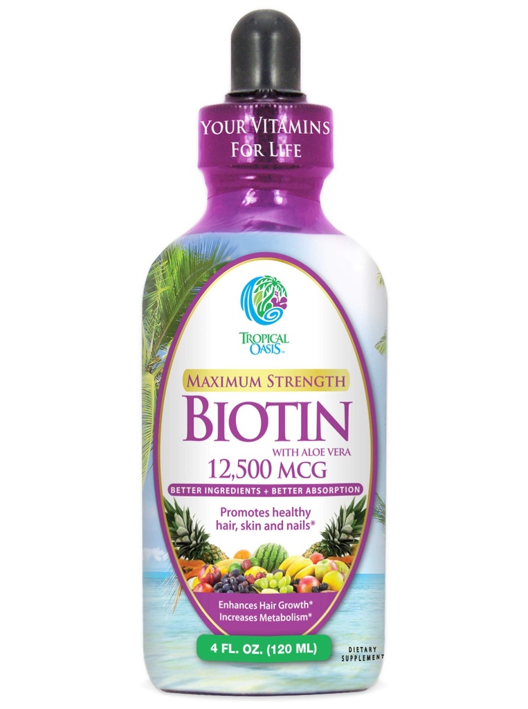 Μέγιστη δύναμη Υγρή βιοτίνη σταγόνες w/ 12.500 MCG – Βέλτιστες βιταμίνες για γρήγορη ανάπτυξη μαλλιών, Μειωμένη απώλεια μαλλιών, υγιές δέρμα & ισχυρά νύχια -5X Περισσότερα ισχυρό από χάπια– Μέγιστη απορρόφηση, Vegan– 4oz, 30 Serv