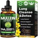 Mullein Drops for Lungs with Licorice & Astragalus, αναπνευστική & ανοσοποιητική υποστήριξη, Lung Detox για καπνιστές Βάμμα, Mullein Leaf Extract για Lung Cleanse, Sugar & Alcohol-Free, 4 fl oz