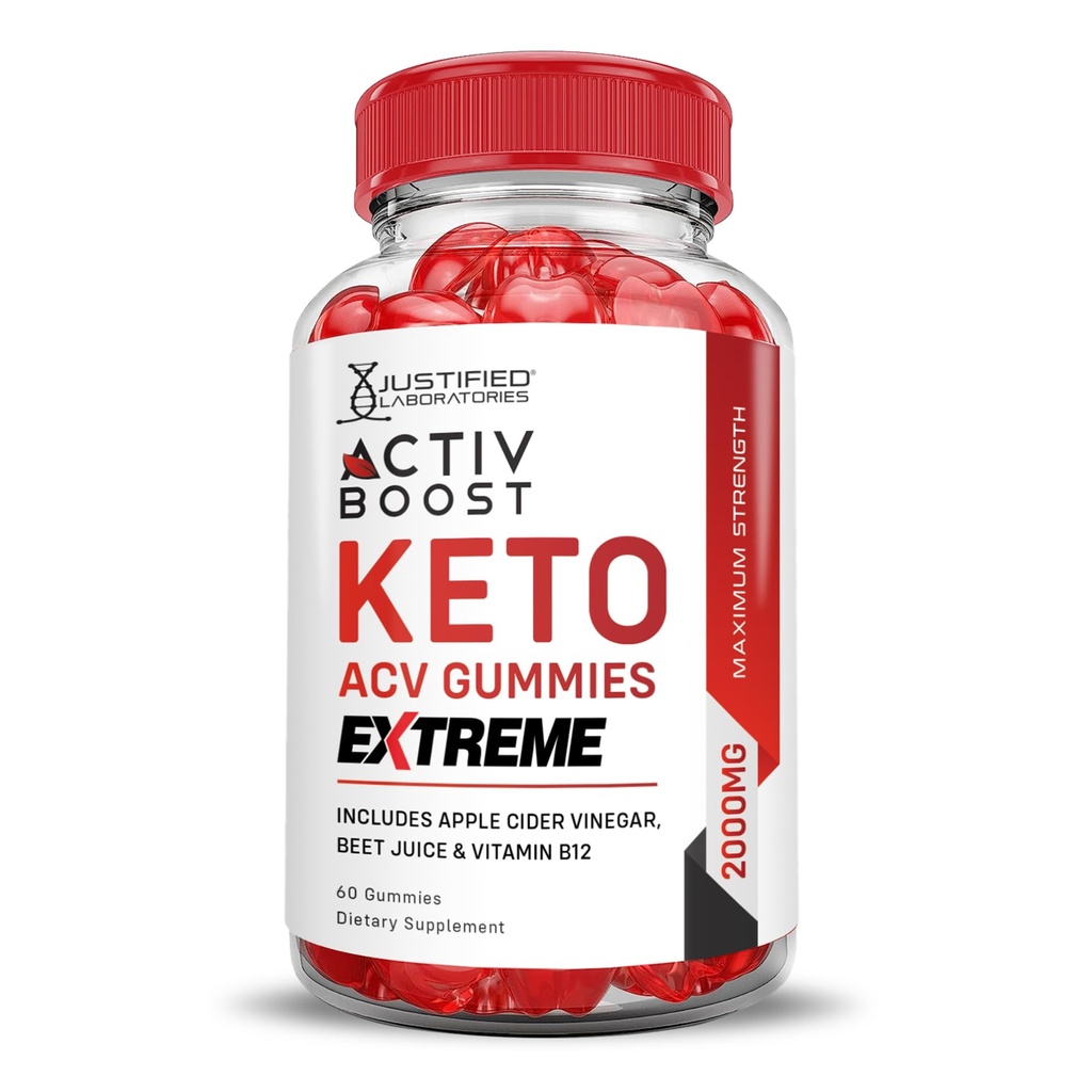 Justified Laboratories Activboost Keto Acv Gummies Extreme 2000MG Active Boost Keto Gummies Apple Cider Vinegar Activ Boost Formed with Pomegranate Beet Juice Powder B12 Vegan Non GMO 60 Gummys