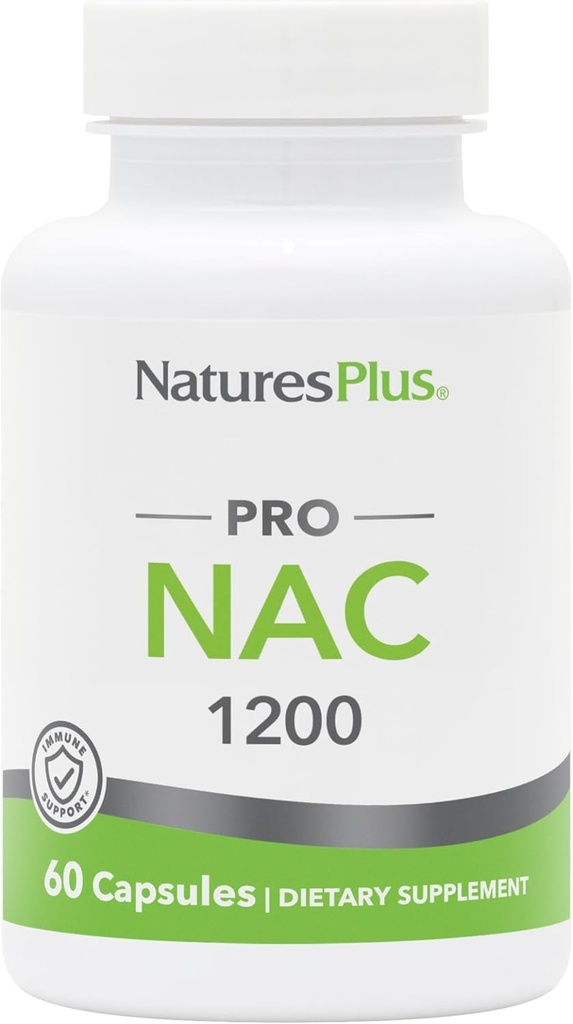 Natures Plus PRO NAC 1200 mg - 60 Κάψουλες - Crucial for Replenishing Glutathionone - Μη ΓΤΟ, Vegan & Gluten Free - 30 Σερβιέτες