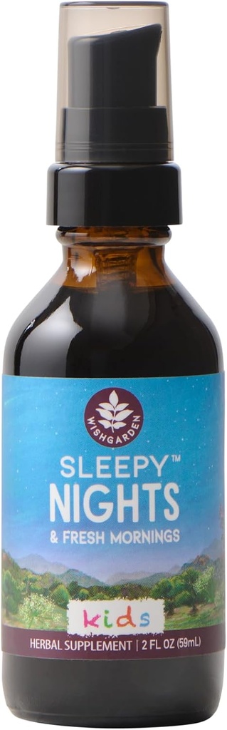WishGarden Herbs Sleepy Nights for Kids - All-Natural Herbal Sleep Aid Tincture Without Melatonin, Organic Sleep Supplement with Passionflower & Scullcap, Supports Safe and Restful Deep Sleep, 2oz