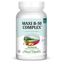 Maxi Health Vitamin B Complex – Υψηλής ισχύος B Complex Βιταμίνες B-50 με B1, B2, B3, B6, B12, Biotin & Folate – Υποστήριξη Κυτταρική Ενέργεια & Νοητική Καθαρότητα – Kosher – 100 Κάψουλες