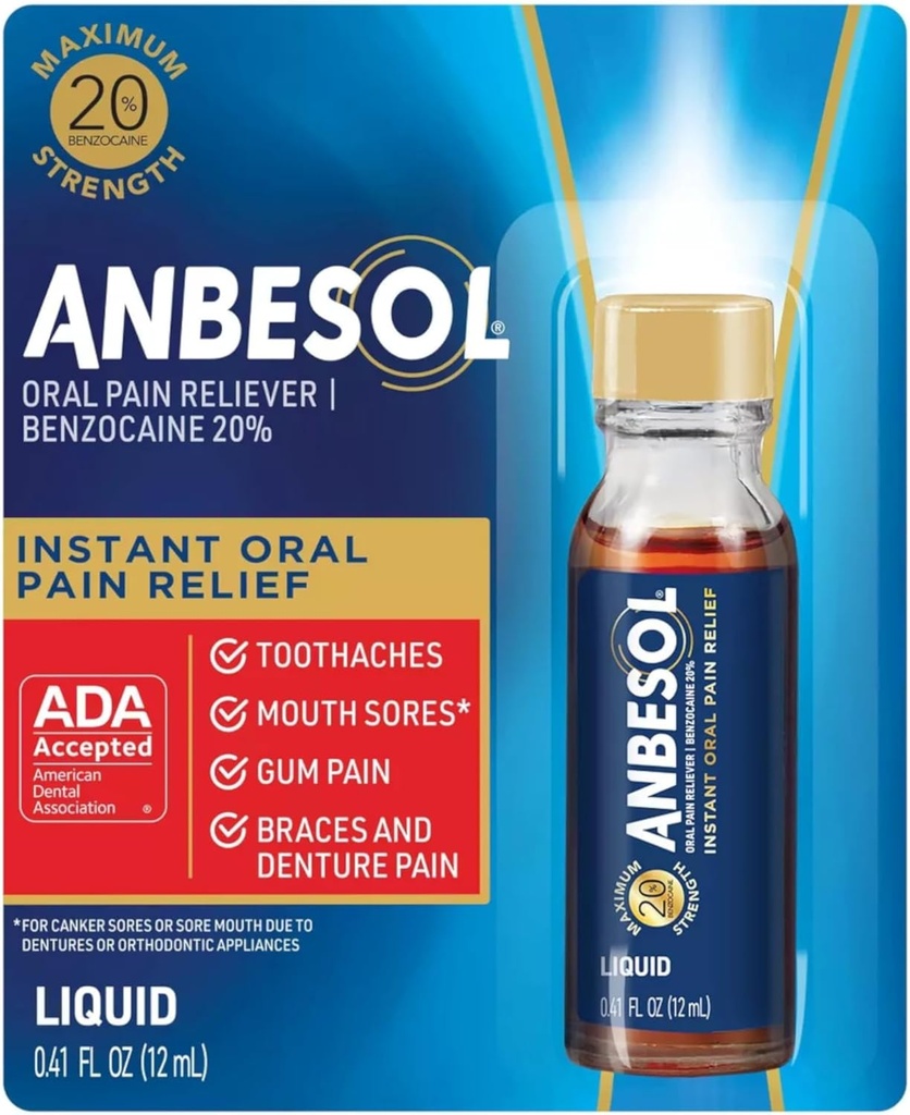 Μέγιστη περιεκτικότητα σε υγρό Anbesol, 0,41 Fl Oz