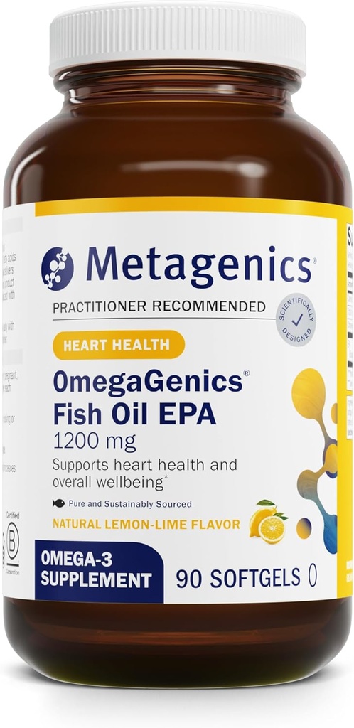 Μεταγονική OmegaGenics Fish Oil EPA 1200 - Omega-3 Fish Oil Συμπλήρωμα - για την υγεία της καρδιάς και του ανοσοποιητικού συστήματος * - 90 Softgels