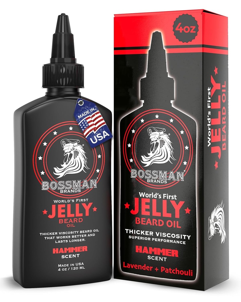 Bossman Jelly Beard Oil για τους άνδρες (4 oz, Hammer Slead) – μαλακώνει, ενυδατώνει και τις συνθήκες με φυσικά συστατικά
