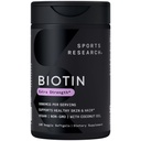 Sports Research® Biotin 5,000mcg με Βιολογικό Έλαιο Καρύδας - Βιοτίνη (Βιταμίνη Β7) για Υγιή Δερμάτινα και Μαλλιά* - για Γυναίκες και Άνδρες - Vegan, Μη Γλουτένη & Χωρίς Σόγια - 120 Veggie Softgels