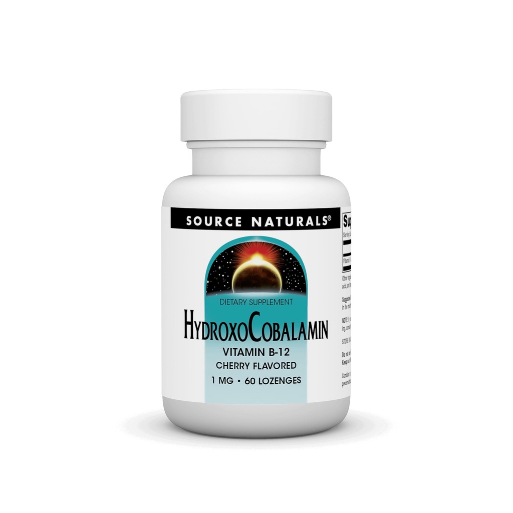 Πηγή Naturals HydroxoCobalamin, Βιταμίνη B-12, 1 mg - 60 Cherry Flavored Lozenges