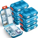 Meekoo 8 Pcs Travel Pill Organizer Pocket Portable Pill Case Καθημερινά εμπορευματοκιβώτιο Μικρή ιατρική εμπορευματοκιβωτίων Ταξιδέψτε με 10 διαμερίσματα για Purse Fish Oil Medicine (Sky Blue)