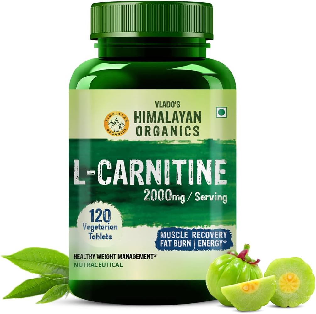 Himalayan Organics L-Carnitine L-Tartrate with Green Tea Extract 2000 Mg | Healthy Weight Management | Supports Muscle Recovery, Boost Energy, Endurance and Fat Burn -120 Vegetarian Tablets